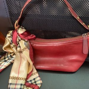 Red Coach Small Bag w scarf